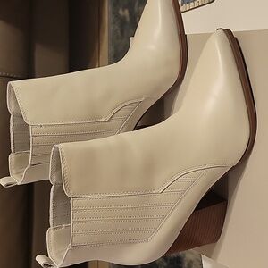 Marc Fisher Ivory Mayden Leather Ankle Booties